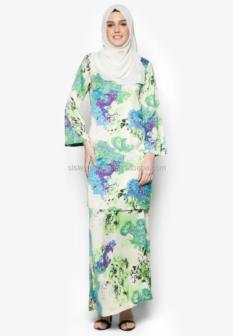 Malaysia Plus Size Baju Kurung Muslim Dress Baju Kurung Printed