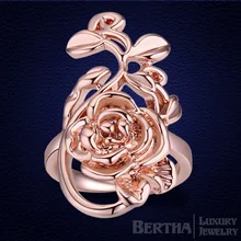 Women Rose Rings Crystal From Swarovski Gold Plated Wedding Ring Anillos Mujer Christmas Gift 2016