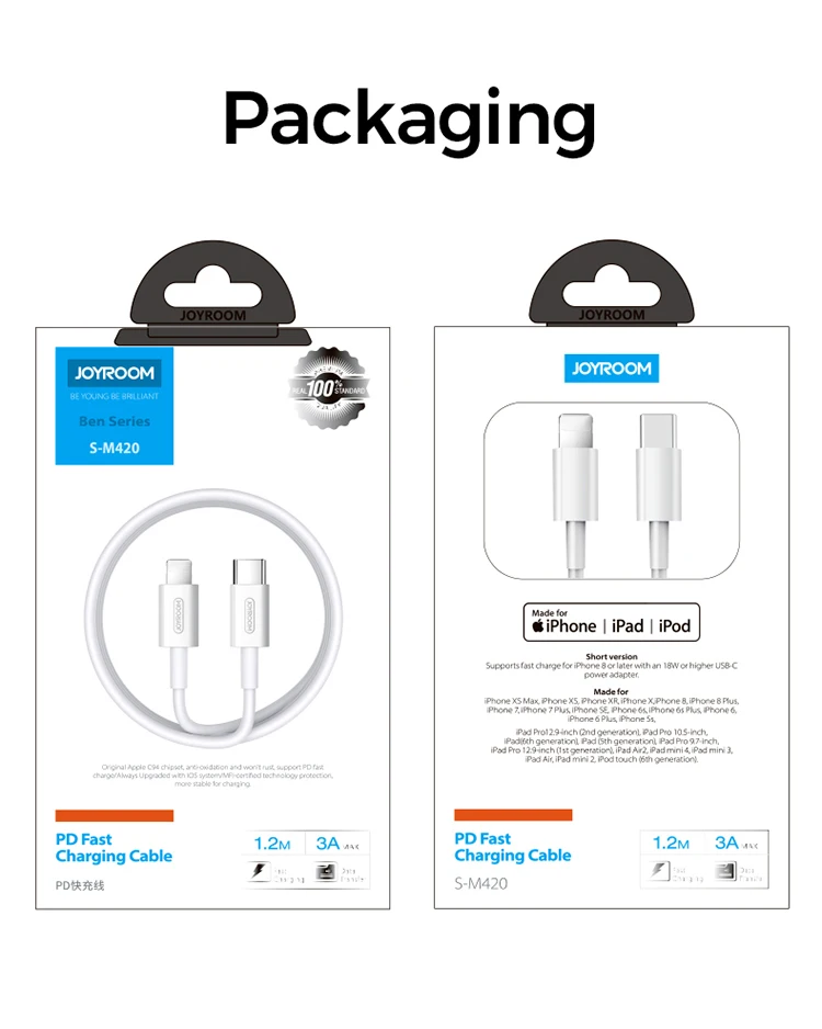 Joyroom mobile usb for iphone pd fast charging data mfi certified cable - ANKUX.COM