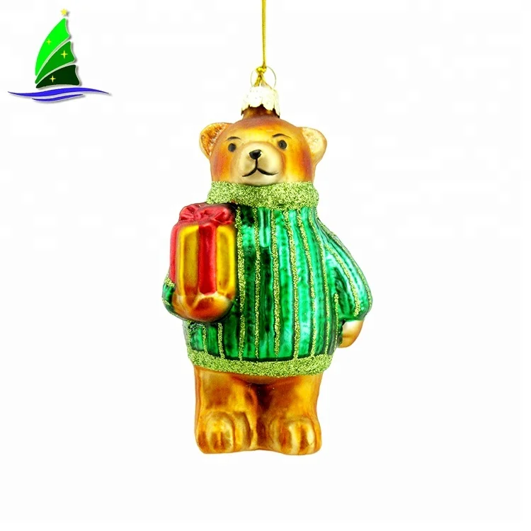 Glass Animals Christmas Tree Decorations Bear Hanging Ornaments For