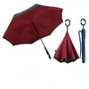 Waterproof Rain Reverse Inverted Folding Umbrella with C-shaped Handle