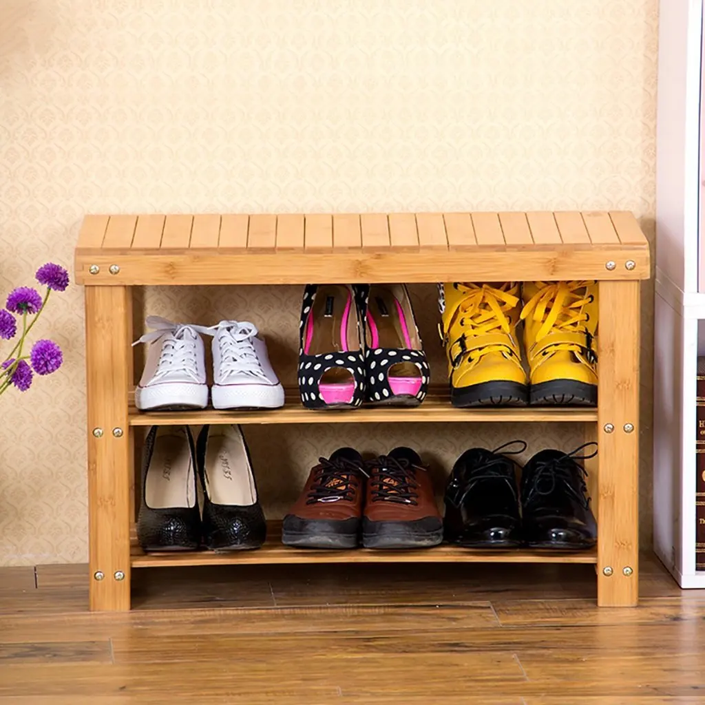 AIDELAI shoe racks Natural Bamboo Shoe Rack Simple Multi-storey Shoe Cabinet Multi-functional Slippers Rack Economical Small Household Shoe Rack (Size : 70cm)