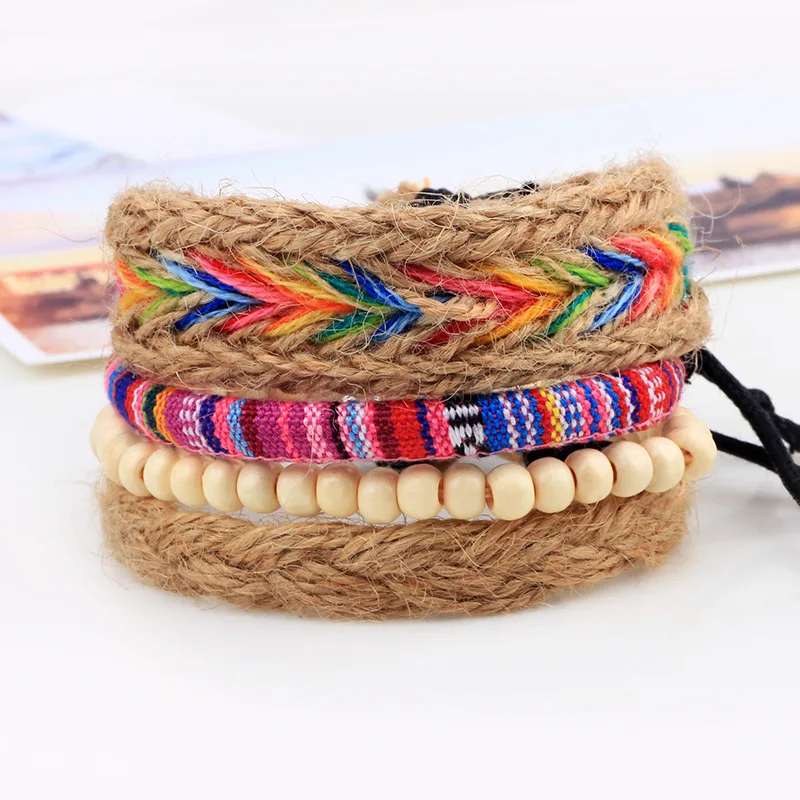 Multicolor Hemp Rope Handmade Bracelet Custom Diy Woven Friendship