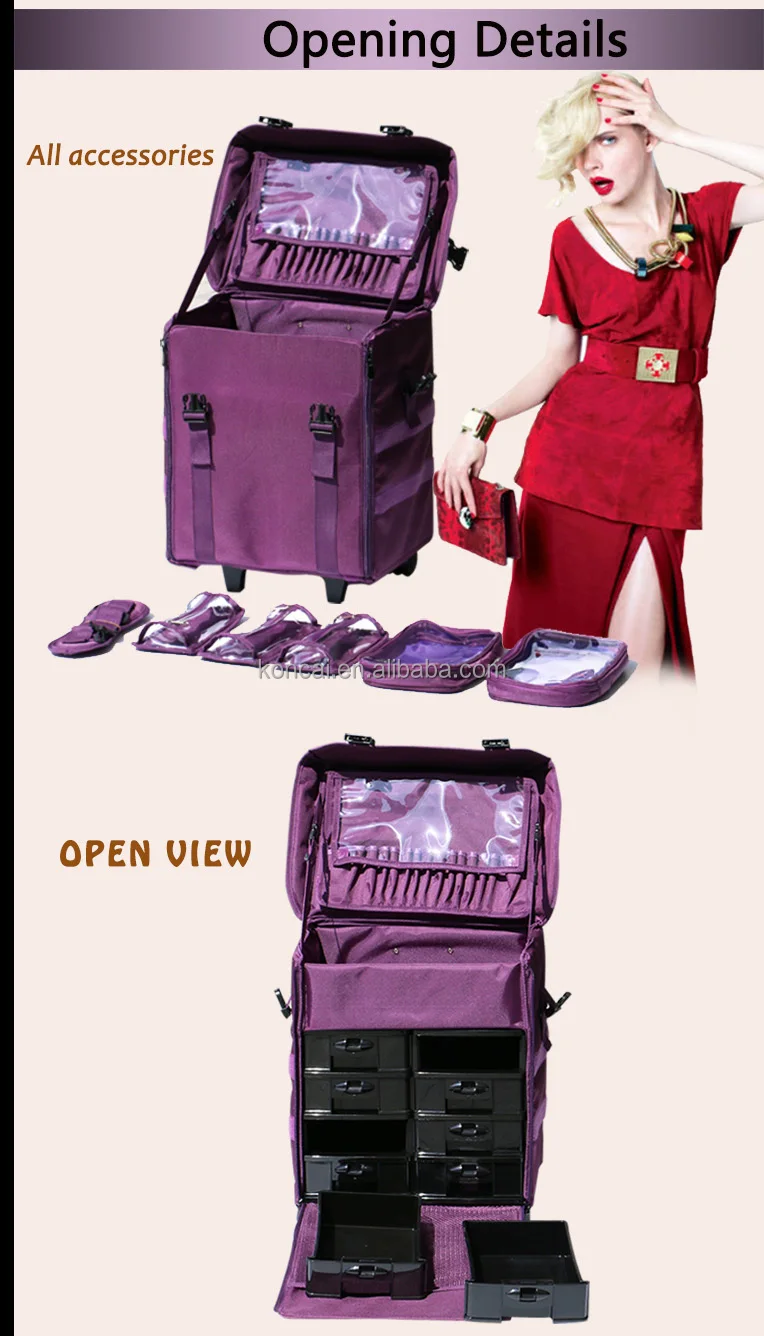 Muchos Compartimentos Nylon Maleta Para Peluquería Peluquería Belleza Bolso  De La Carretilla - Buy Peluquería Maleta Product on Alibaba.com