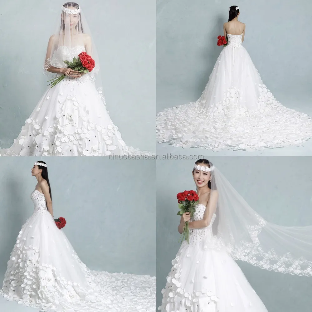 Magnifique 2015 Robe De Mariée Robe De Bal Réel échantillon Sweetheart Tulle Jupe Longue Queue à Lacets Robe De Mariée Avec Bijou Pétale Nb1111 Buy