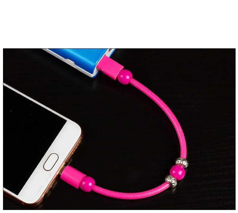 Newest Micro Beads Bracelet Charger Charging Data Sync Usb Cable For