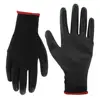 superior quality black polyester lining black pu palm coated work gloves
