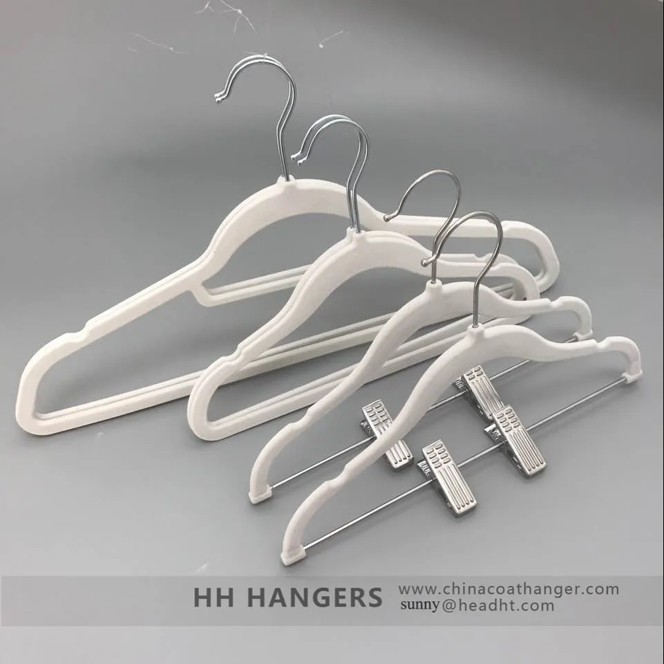 White Velvet Baby Pant Cloth Hanger With Clips Buy Velvet Hanger
