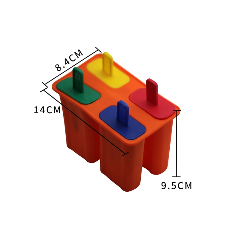 DIY Handmade 4 Cavity Custom logo Printing Popsicle Tube Maker Container Tools Ice Cube Tray Silicone Ice Cream Mold With Stick