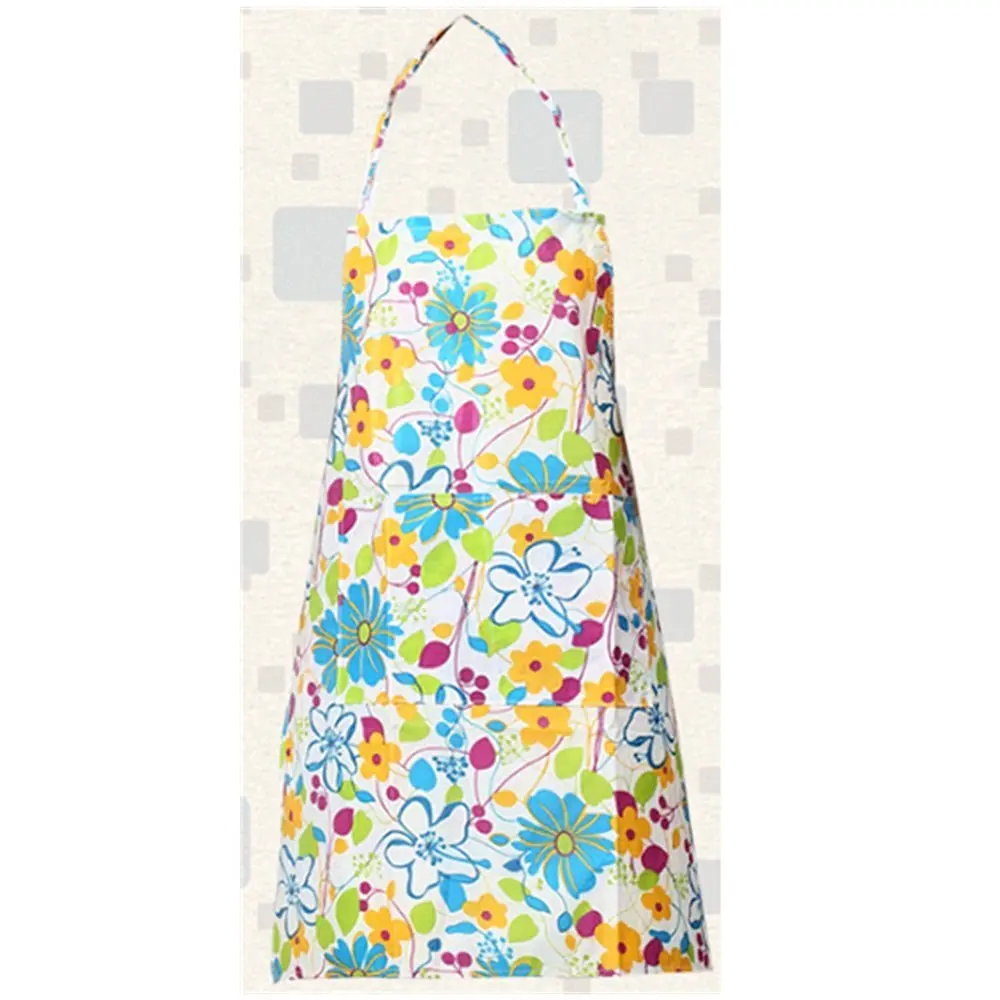 KAKA(TM) Kitchen Women Fashion Floral Pattern Waterproof Chef Cooking Cook Apron Bib -(34.2*23.6 inch )Blue floral