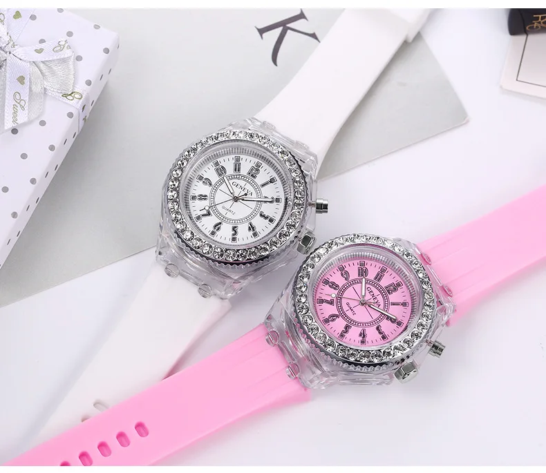 3853 Summer Luminous Watch women LED digital watch Couple Colorful glow with silicone strap flashing watch