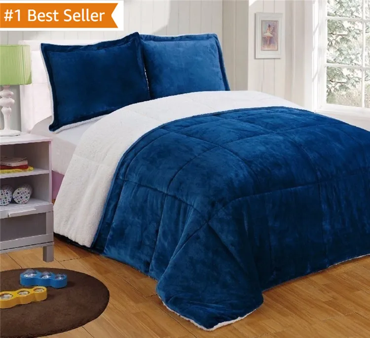 Premium Quality Heavy Weight Micromink Sherpa Bed Comforter Set