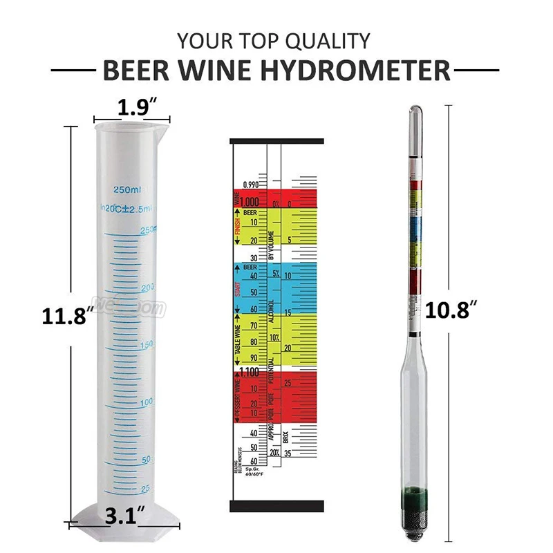 Triple Scale Hydrometer For Beer / Wine Home Brewing Making 3 Scale