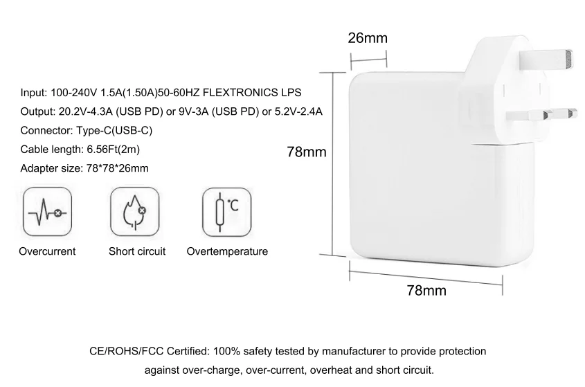 macbook pro usb c charger dimensions