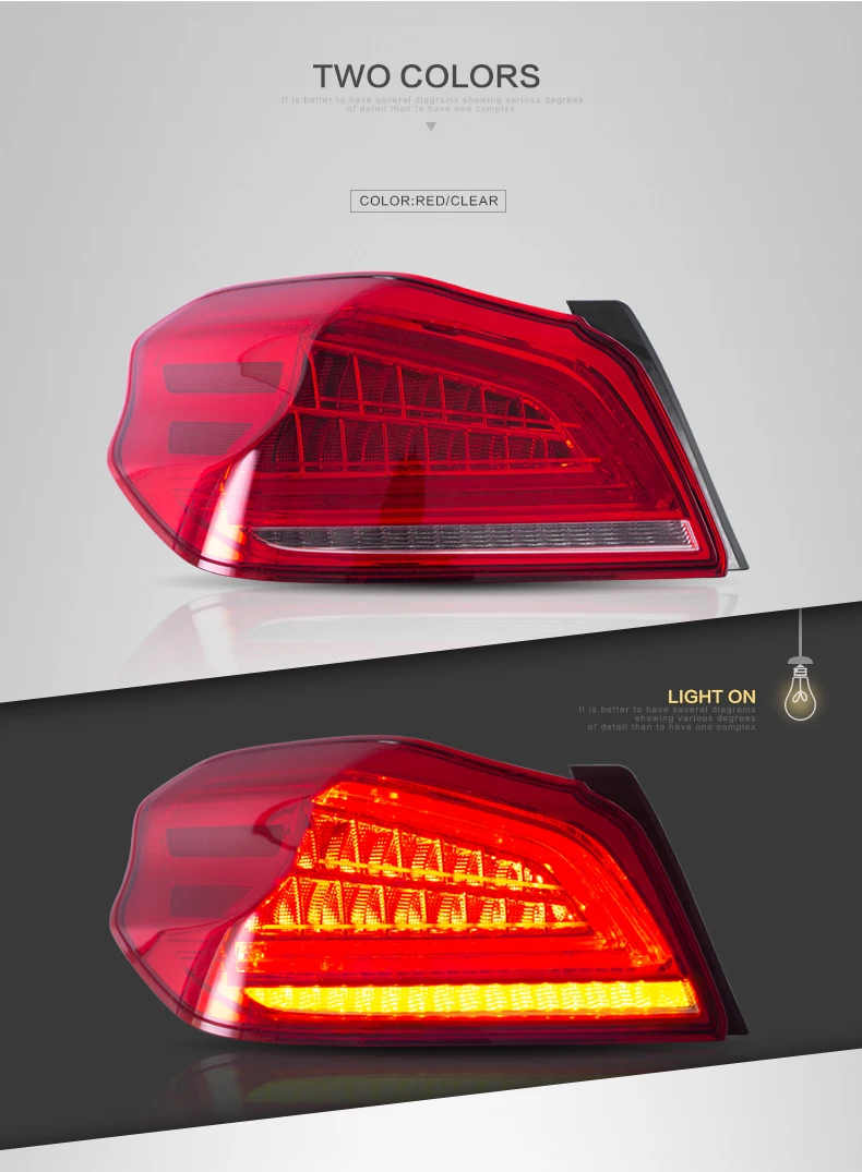 VLAND Manufacturer For Car Tail Lamp For WRX LED Taillight 2013 2014 2015-UP For WRX Tail Light Full LED Witn Moving Turn Signal