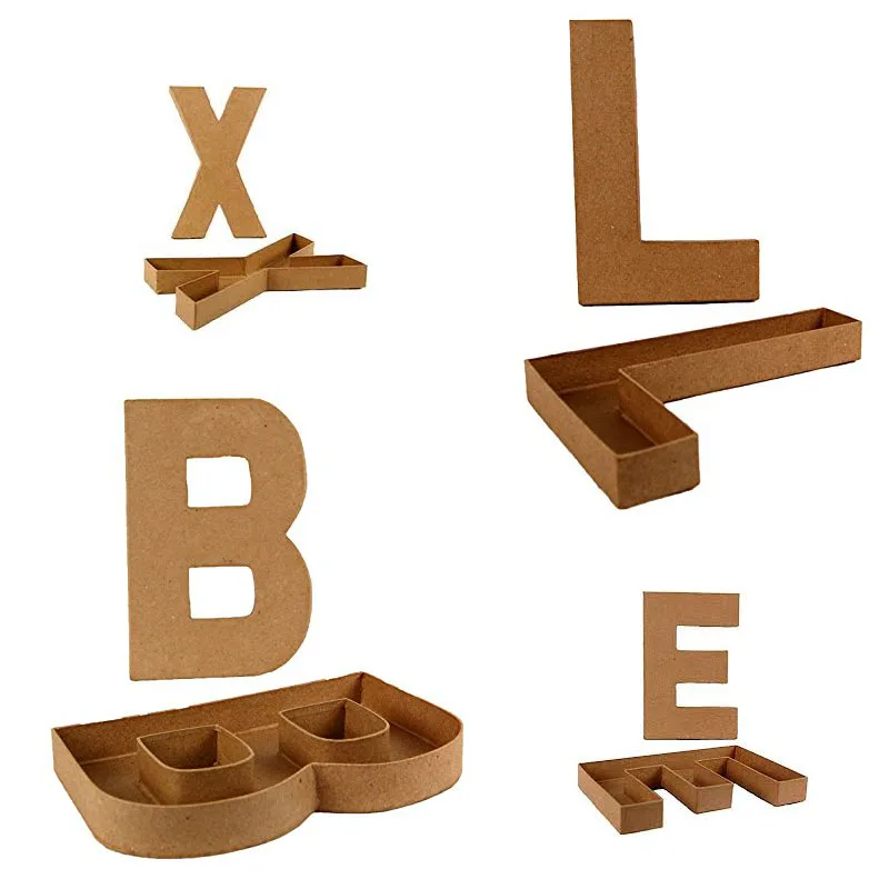 Kraft Paper Alphabet Shape Boxes / Letter Shaped Gift Box For Flower