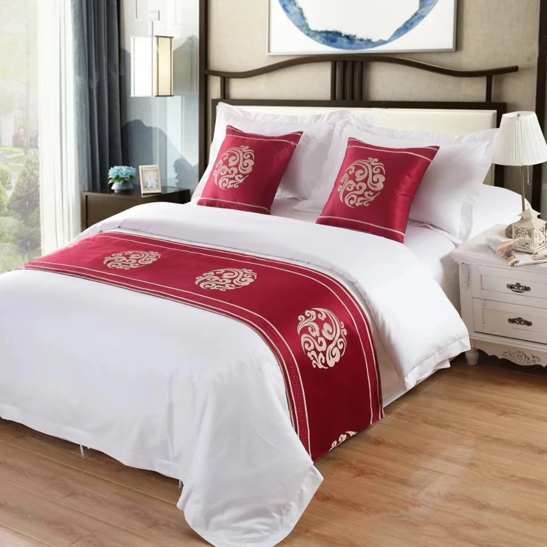 Luxury King Size Queen Jacquard Bed Runner And Cushion For 35 Star