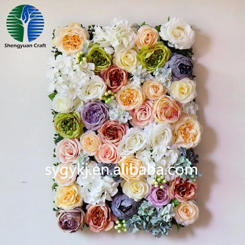 Colorful Artificial Silk Flower Plastic Grid Flower Wall Panel For Interior Decoration Buy