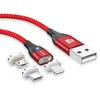 Great FLOVEME Free Shipping 3A Full satisfaction 2M 3 in 1 LED magnet phone charger cable