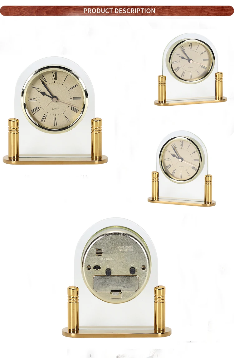 Gold plating Metal  Brass Quartz Battery Operated Table Clock