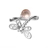 Dragonfly ring pearl mounting jewelry sterling silver adjustable finger ring semi mount cultural pearl setting