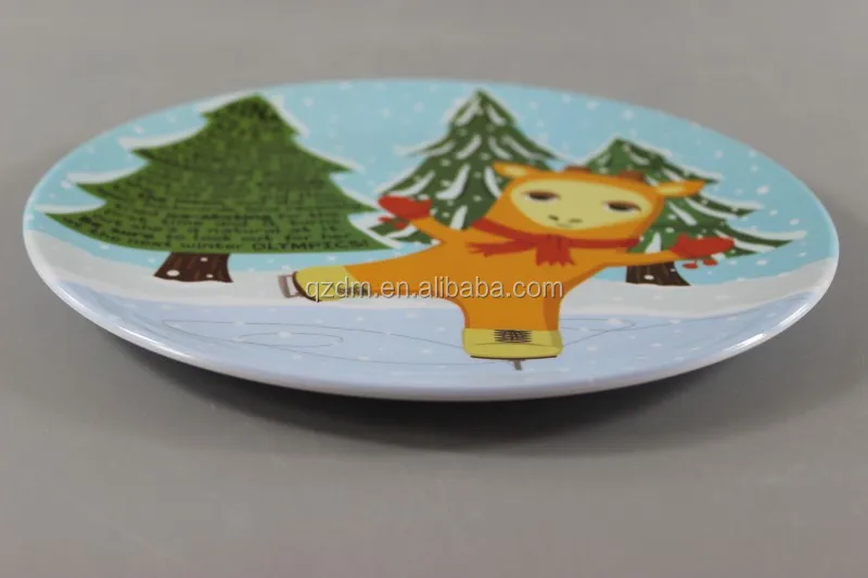 Hot Sell Plastic dinner plate Xmas Plate Snow Dishes