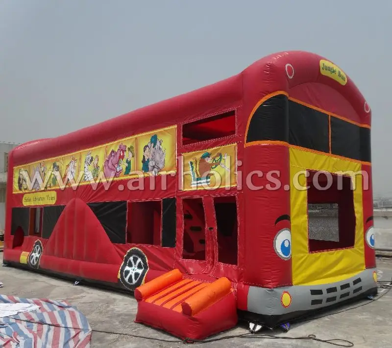 New Design Inflatable Red Jungle Bus Bouncer /inflatable Jumping Bus