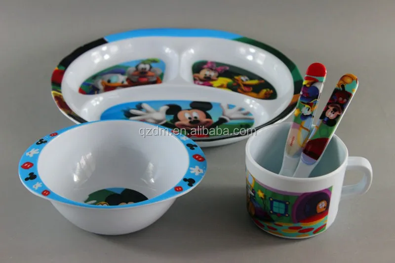 Famous Design Melamine Kids Dinner Set Of 5 Piece