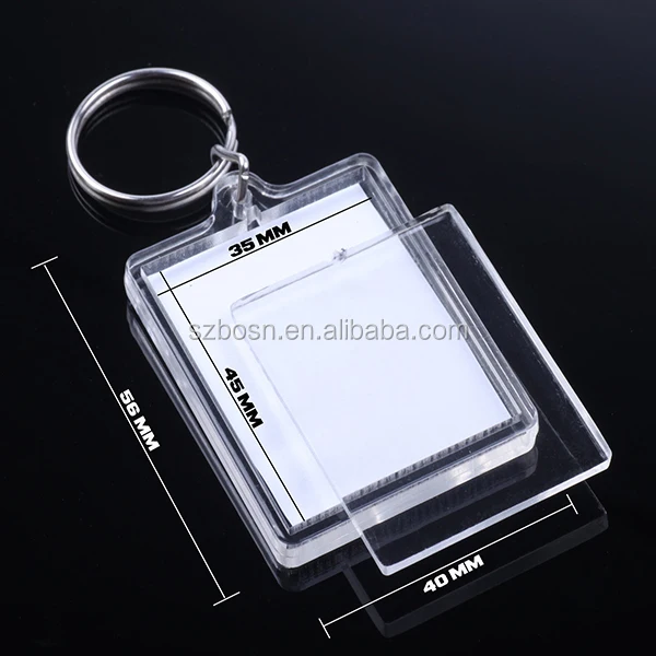 80x Blank Clear Acrylic Keyrings 45x35mm Photo Size 95457 key ring plastic 