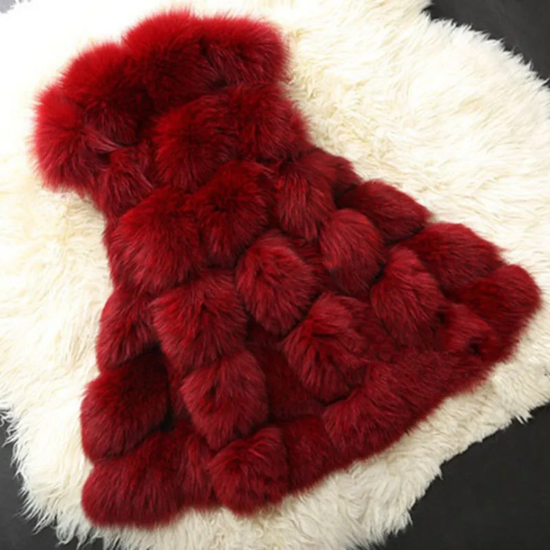 2017 new winter european style women's long plus size faux fox fur vest with pocket