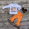 baby girls Fall/Winter thanksgiving cotton clothes thankful & blessed outfits children top with polka dot pant with accessories