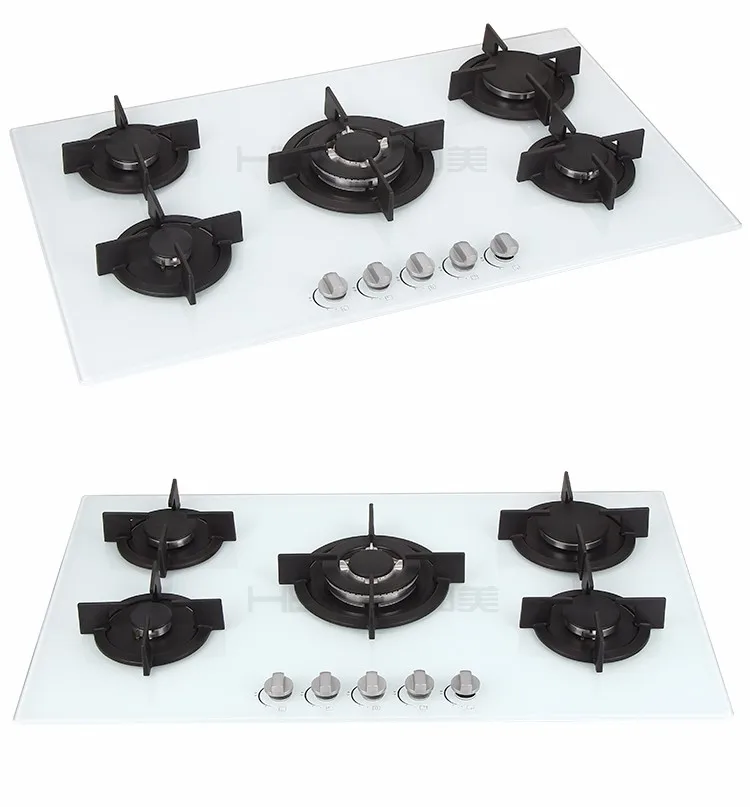 European Kitchen Appliances 5 Burner Tempered Glass Built In Cooktops