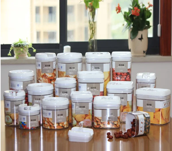1900ml 64oz Wholesale plastic Food storage clear empty sealed square weed container with lid for Nut snack packaging