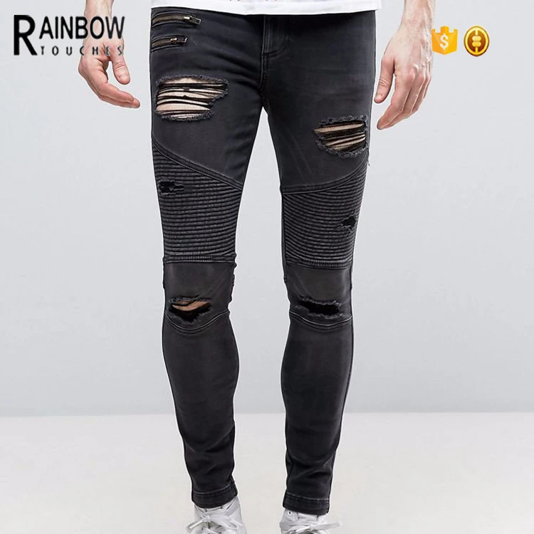 black distressed moto jeans