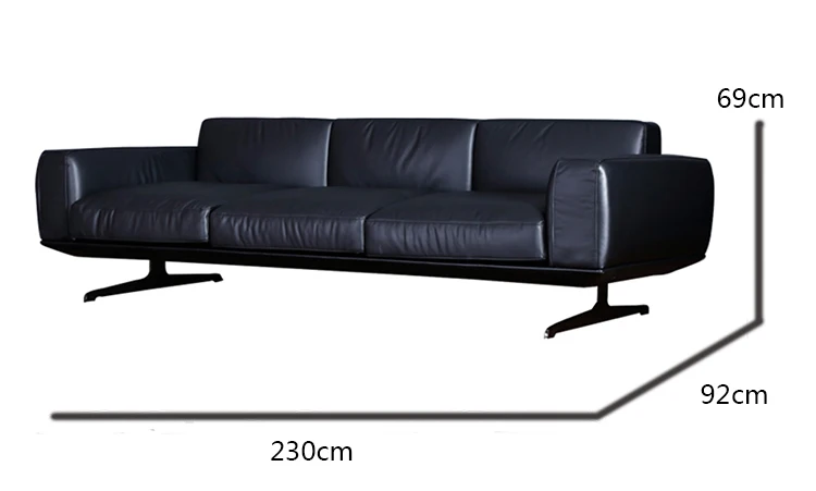 Italy modern latest sofa living room design 3 seater black genuine leather couch sofa set