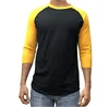 Men Plain Raglan Baseball 3/4 Sleeve Casual Athletic Performance Jersey Shirt