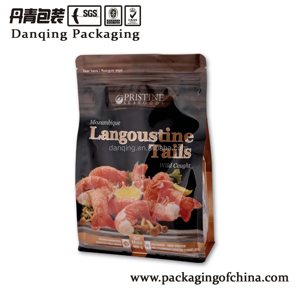 lobster packaging box bottom bag with zipper lock for food packaging
