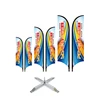 SHOP custom polyester fiberglass pole Double side printing feather flag with cross base