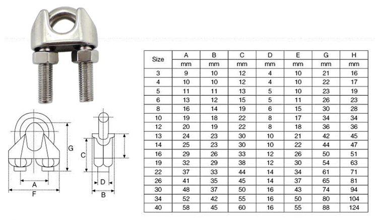 Stainless Steel Ringging Hardware Wire Rope Clamp Cable Clips - Buy ...