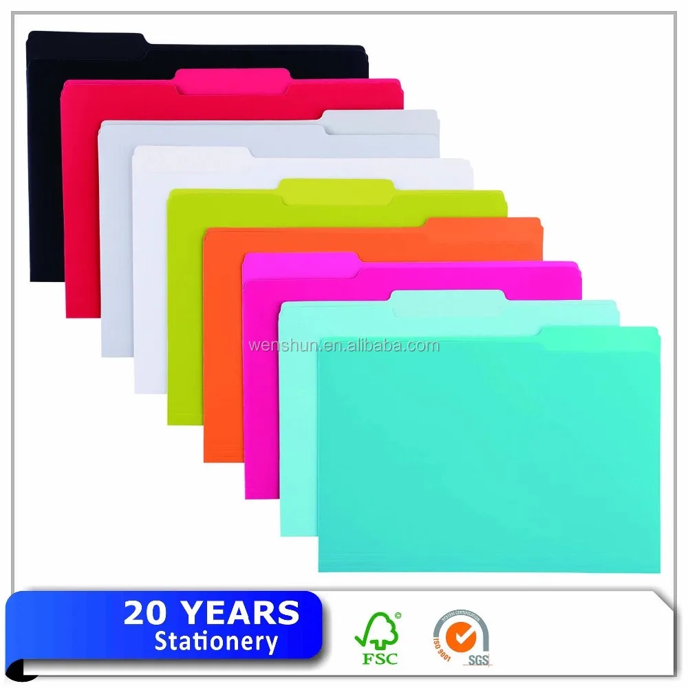 Colored Manila Presentation File Folder,1/3 Cut,A4,100recycled Paper