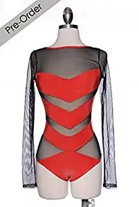 NEW LADIES MESH INSERT LEOTARD BLACK BODY SUIT,HALF MESH PROPER FASTENING 8-14
