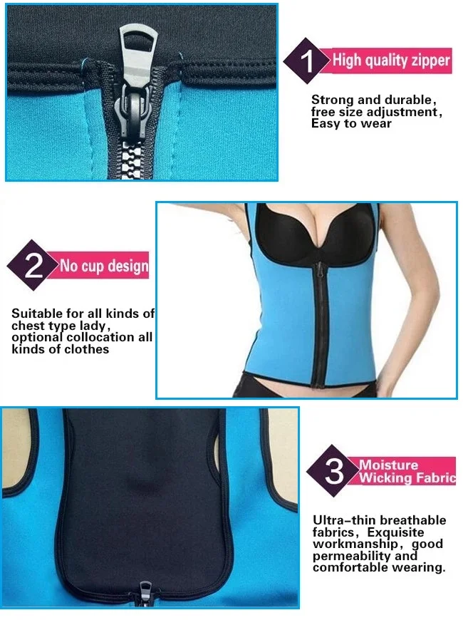 Hot Sale Custom Logo Loss Weight Body Shaper Women Sweat Neoprene Sauna Slimming Vest with Zipper