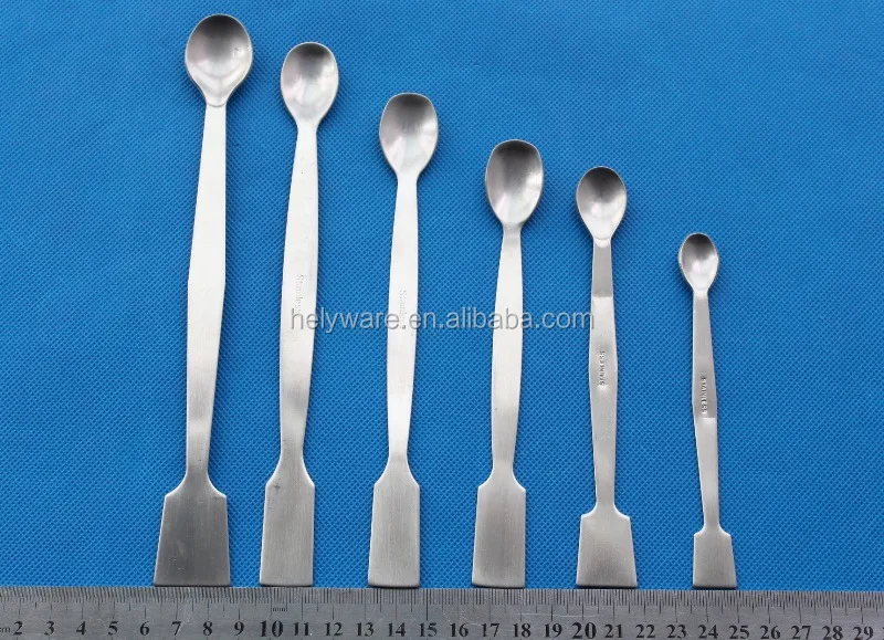 Lab use 12.5 to 21cm Stainless steel sample spoon with spatula end ...