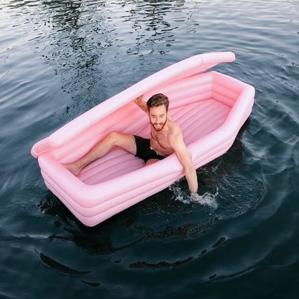 Swimming Caskets buoy Custom Inflatable Pink Coffin Pool Float for Hallowee...