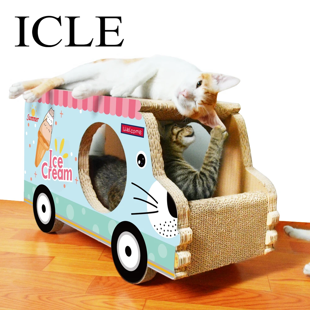 Iclecat Products Cat Toys Craft Car Shaped Room House Boxesic1043blue Truck Corrugated Paper