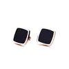Classic Square Shaped Cheap Stainless Steel Women Black Earrings Rose Gold Studs
