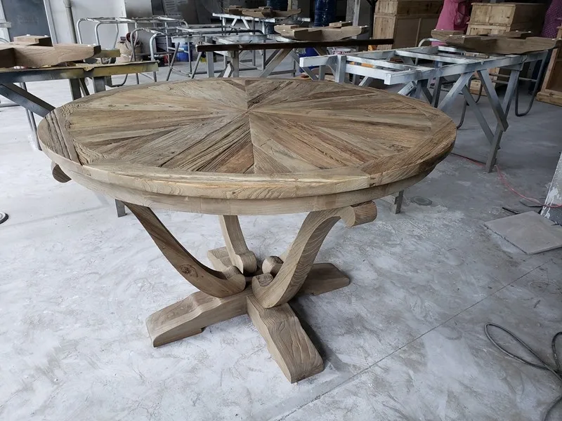 American Parquet Top Reclaimed Elm Solid Wood Chinese Style Round Dining Table Set And 6 Chairs Buy Chinese Style Round Dining Table Dining Table And 6 Chairs Round Table Dining Set Product On