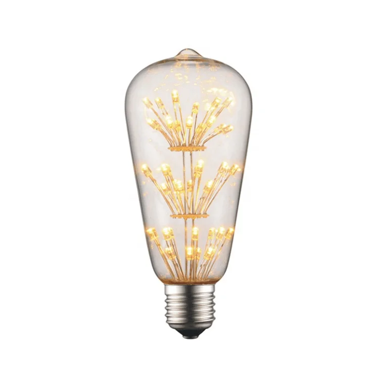 High Quality LED Bulb Fireworks Starry Edison Bulb Warmth Glow 3W Decorative Light Bulb ST64