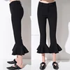 Latest Black Calf Length Flare Pants Women Autumn Fashion Slim fit High waisted Capri Pants Ladies Formal Work Cropped Trousers