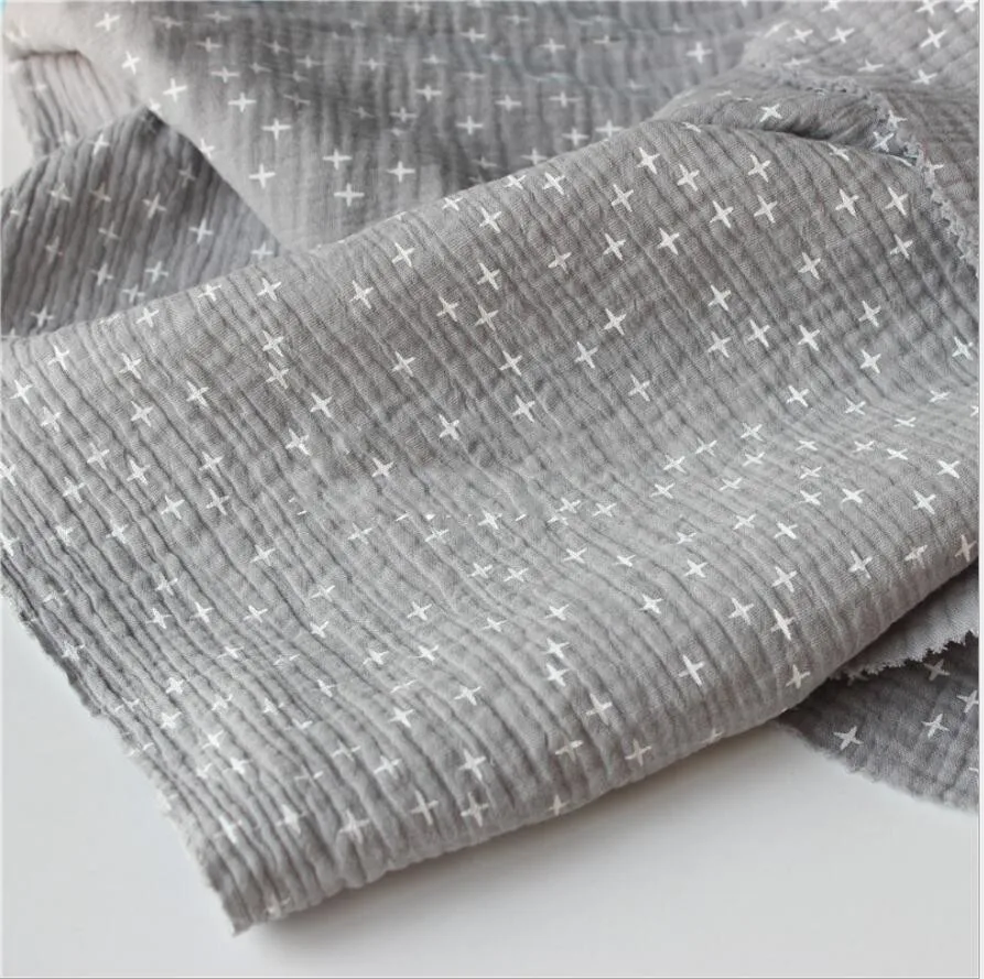 Natural 100 Cotton Double Crinkle Gauze Voile Fabric Baby Sewing